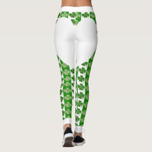 Leggings Cool Shamrock irlandais Bright White Heart