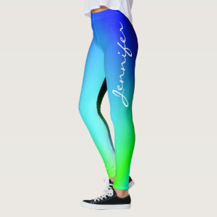 Leggings Cool tendance Personnalisé bleu à vert dégradé
