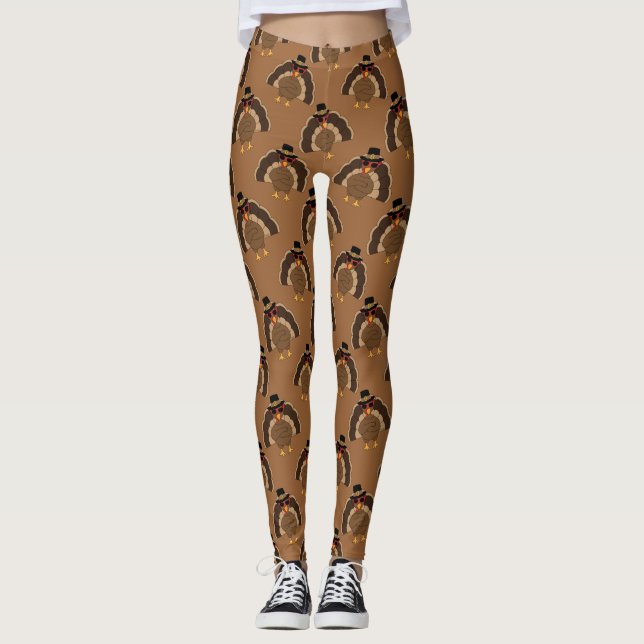 Leggings Cool Turquie Thanksgiving fun brown motif (Devant)