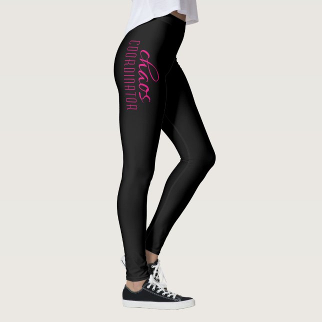 Leggings Coordinateur du Chaos Typographie noir rose chaud (Droite)