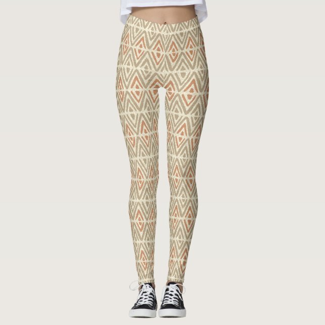 Leggings Coordonnées des Spas tropicaux - Tribal Zig Zag (Devant)