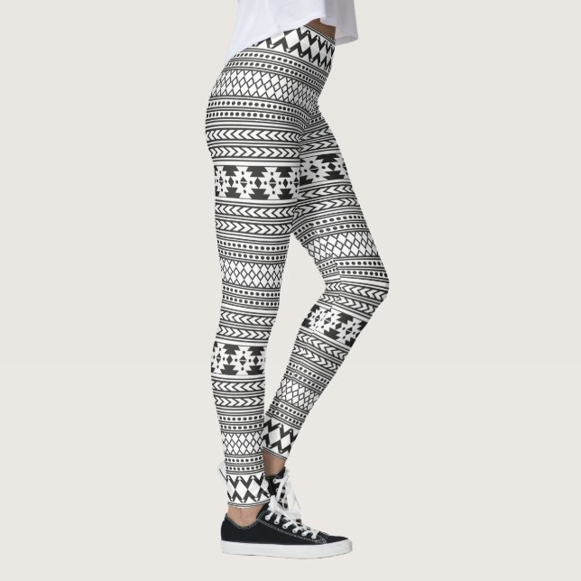 Leggings Copie aztèque noire et blanche (Droite)