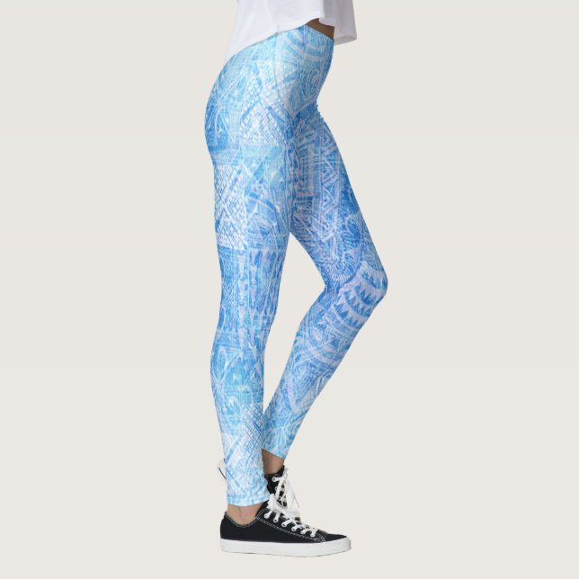Leggings Copie bleue de Tapa de Tahitian (Droite)
