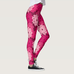 Leggings Copie florale moderne de kimono, rose de corail et