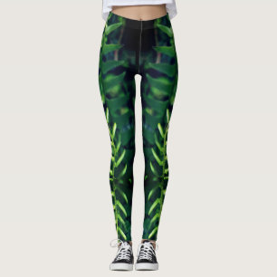 Leggings Copie fraîche de feuille de fougère sur des