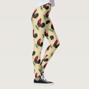 Leggings Coq de combat : Rouge foncé