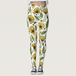 Leggings Coquelicots jaunes et coccinelles
