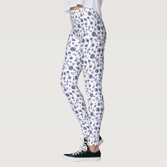 Leggings Coquillages bleus et blancs (Gauche)