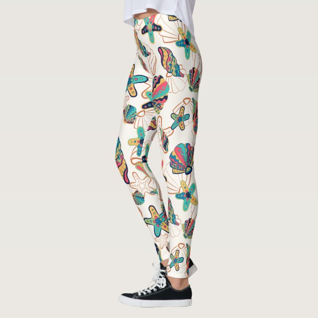 Leggings Coquillages colorés sans couture motif (Gauche)