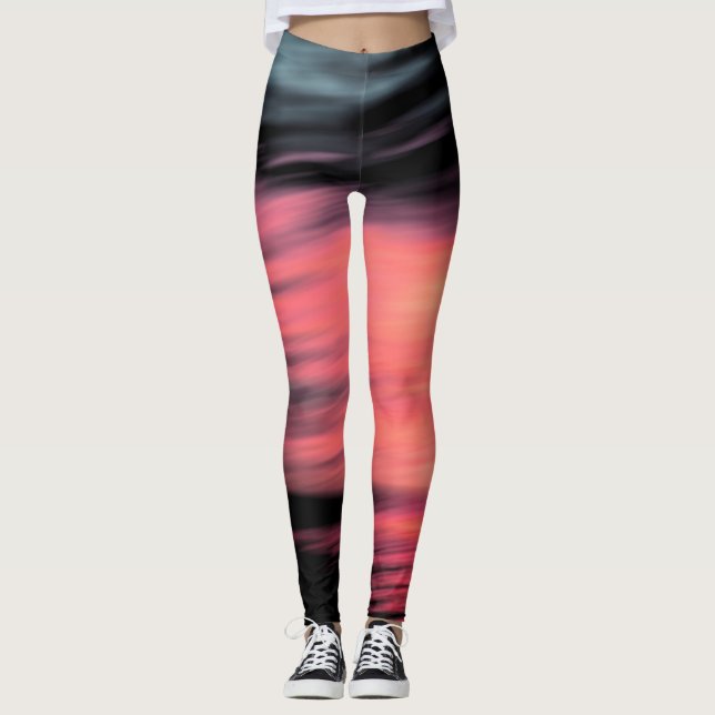 Leggings corail noir Abstrait (Devant)