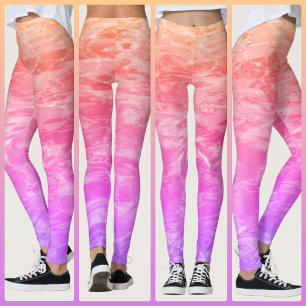 Leggings Corail rose orange lilas tropical eau