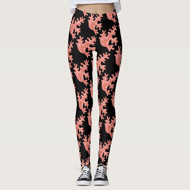 Leggings Corail rose parties scintillant foncé scintille no (Devant)
