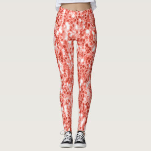 Leggings corail rose rose foncé brillant parties scintillan
