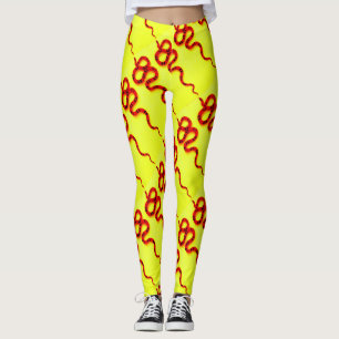Leggings corail rouge serpent jaune