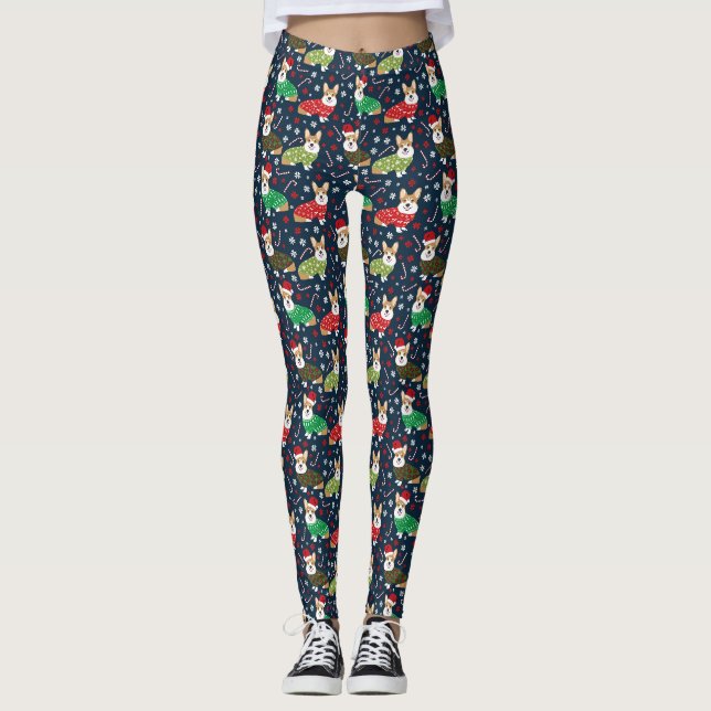 Leggings Corgi - Légendes de Noël (Devant)