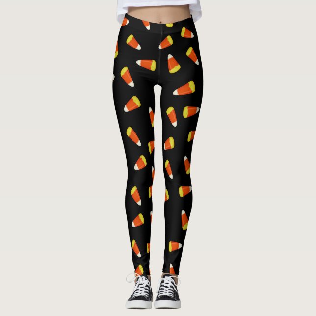 Leggings Corn à bonbons Halloween Tricoter ou traiter moder (Devant)