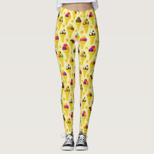 Leggings Cornets de crème glacée colorés de bande dessin