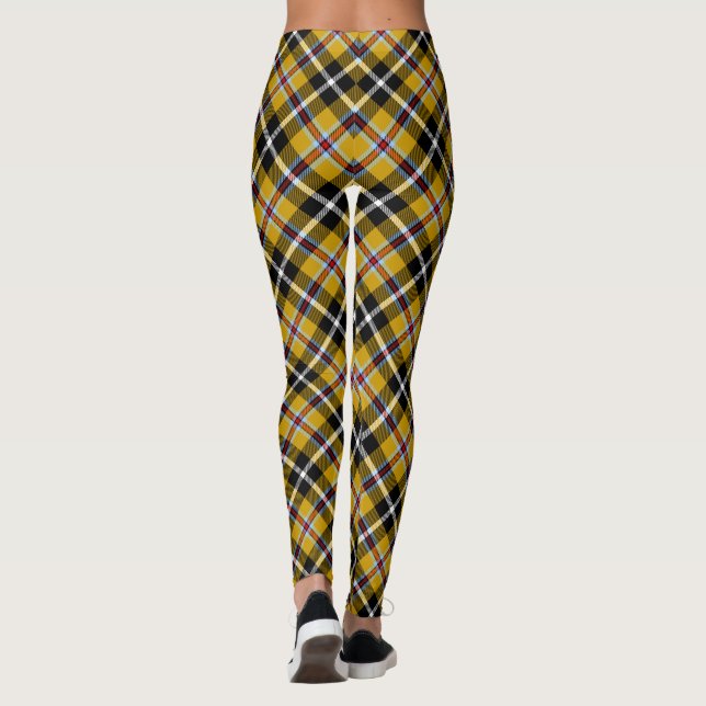 Leggings Cornouailles National Tartan Jaune et Noir Plaid (Dos)