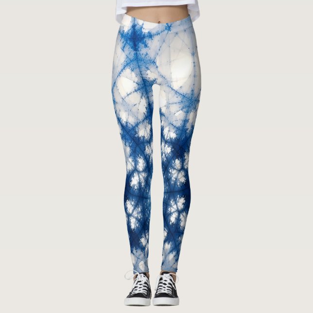 Leggings Cosmic Fractal Energy Art | Blue Geometric Abstrac (Devant)