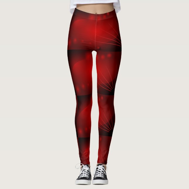 Leggings Cosmic noir et rouge (Devant)
