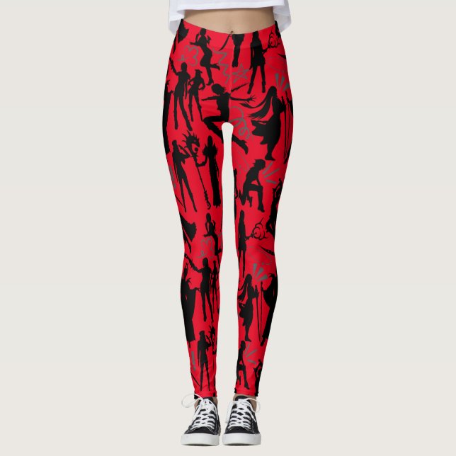 Leggings Cosplay Anime actions motif.w Red BG (Devant)