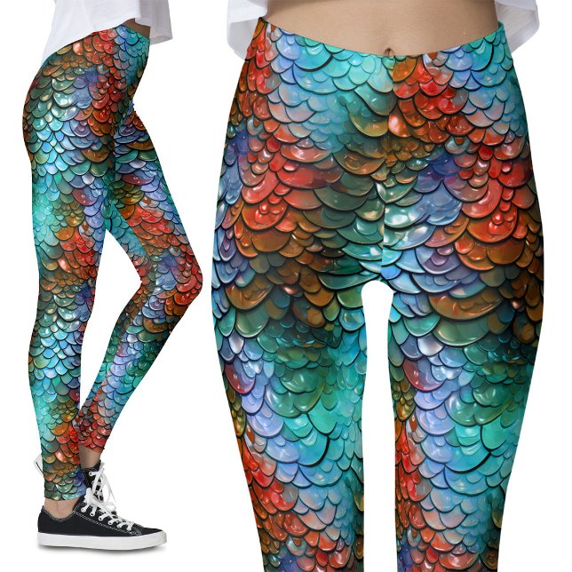 Leggings Costume de dragon Imaginaire bleu et rouge (Créateur téléchargé)