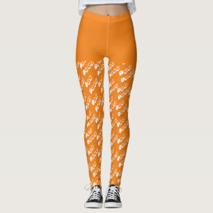 Leggings Costume d'Halloween Éffrayant blanc orange Boo