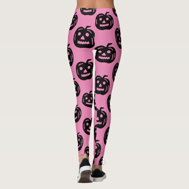 Leggings Costume d'Halloween Jack-o'-lantern rose mignon (Dos)