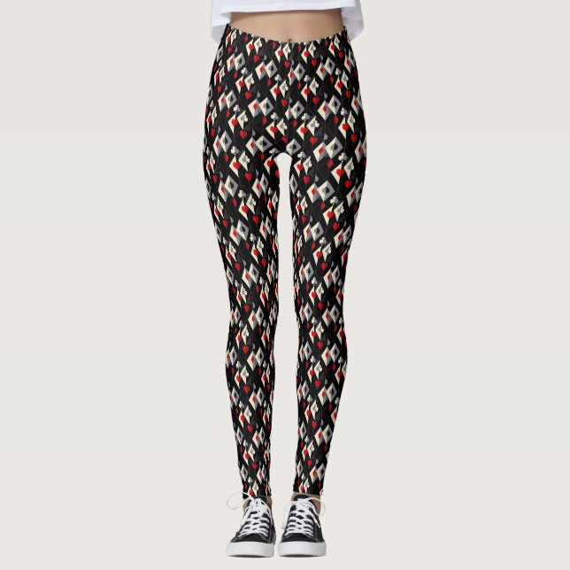 Leggings Costumes de jeu de cartes en poker. (Devant)