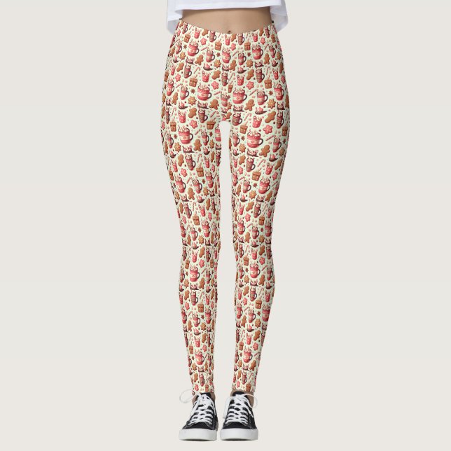 Leggings Cosy Christmas Cocoa and Gingerpain Motif (Devant)