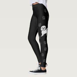 Leggings Coton De Tulear Cute Cartoon Chien & Pâtes