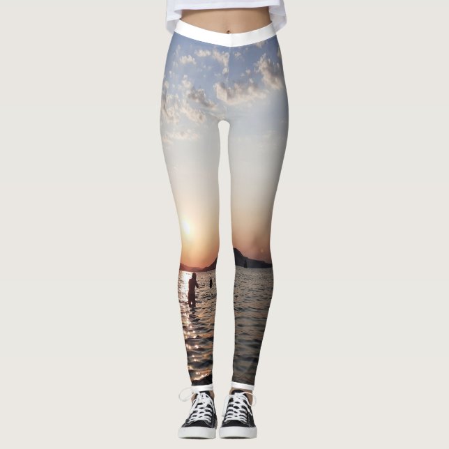 Leggings Coucher de soleil Baigneurs pour femmes (Devant)