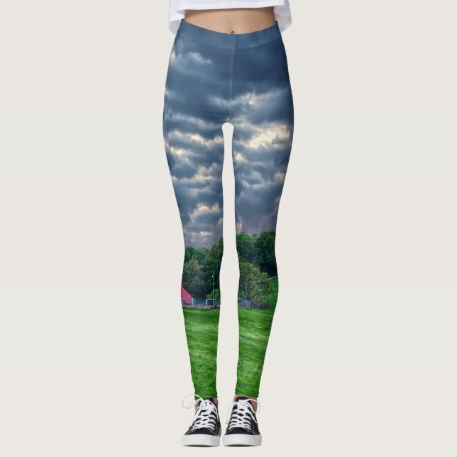 Leggings Coucher de soleil de la ferme nuageuse d'Ozarks (Devant)
