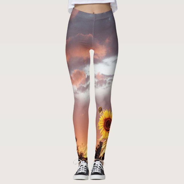 LEGGINGS COUCHER DE SOLEIL ET ROSE EN ÉTÉ (Devant)