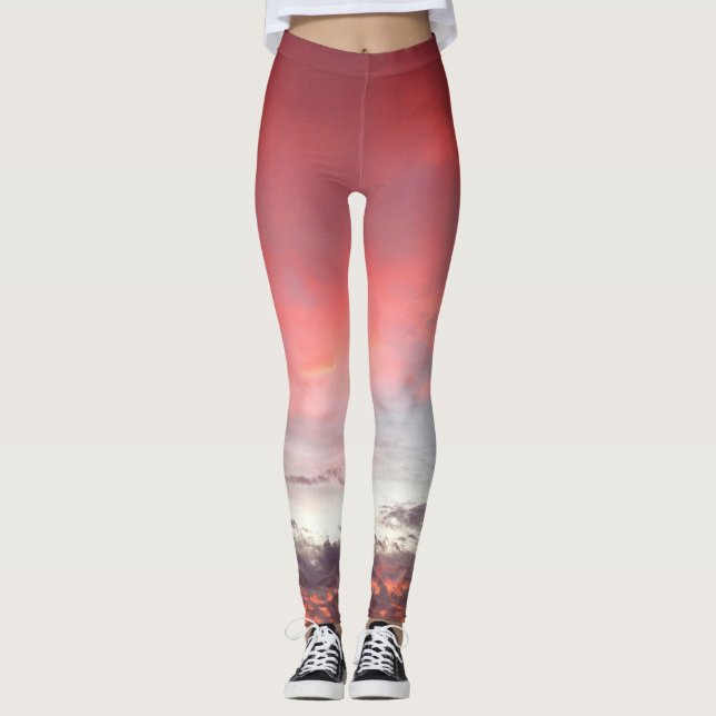 Leggings Coucher de soleil rouge orange rose photo design a (Devant)