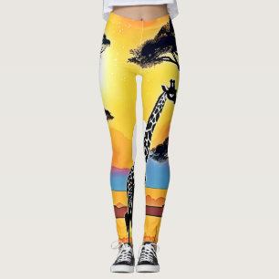 Leggings Coucher de soleil safari : étreinte de la girafe