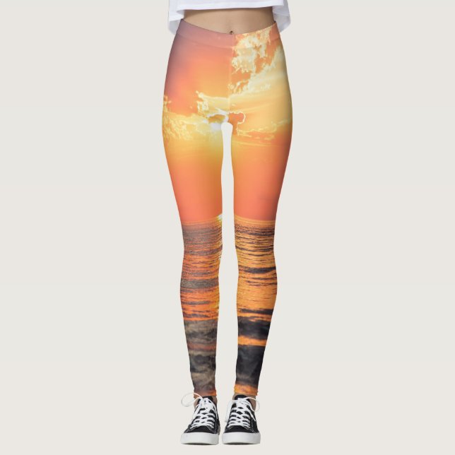 Leggings coucher de soleil sur l'eau (Devant)