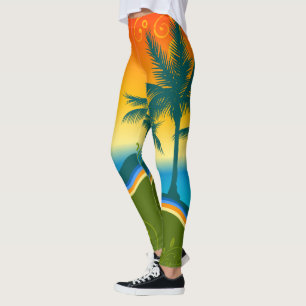 Leggings Coucher de Soleil sur Plage Tropicale