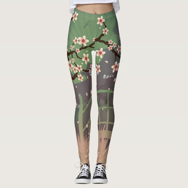 Leggings Coucher du soleil sur la fleur (Devant)