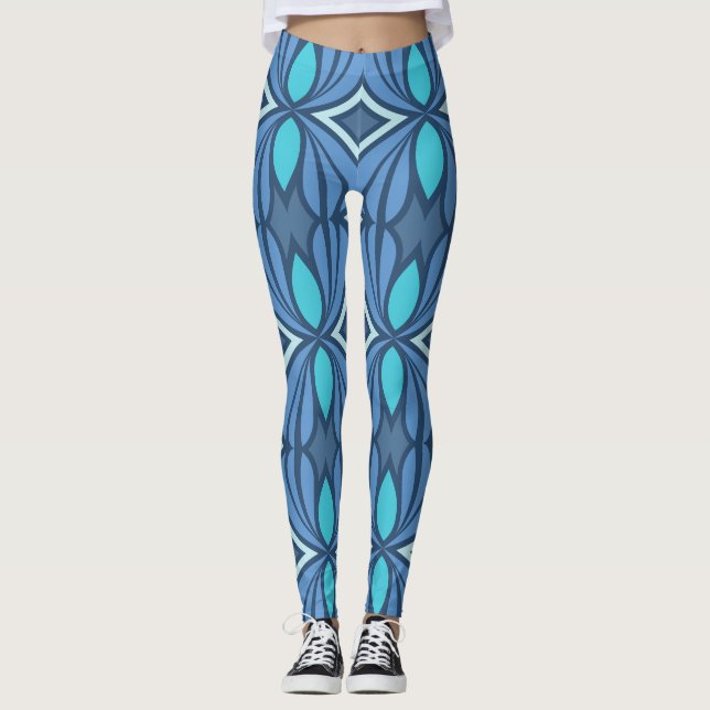 Leggings Coudes de jambe de fitness bleu (Devant)