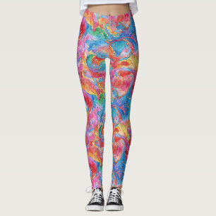 Leggings Couleur arc-en-ciel aquarelle rouge bleu unique co