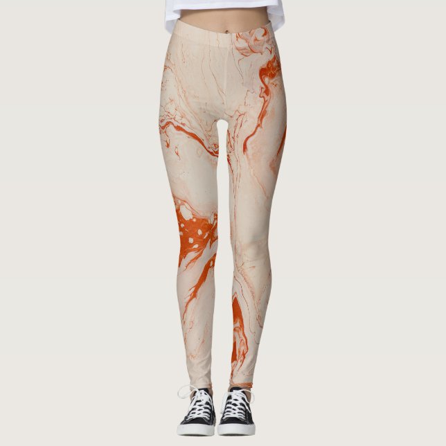 Leggings Couleur beige et or marbre (Devant)
