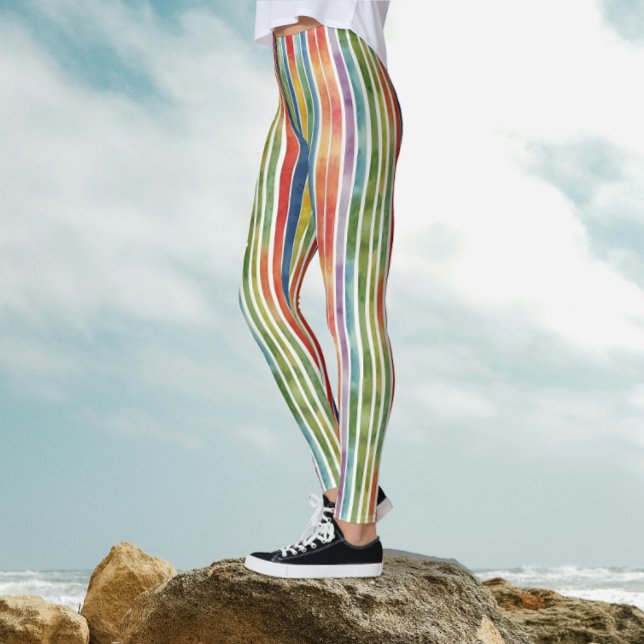 Leggings Couleur cool Arc-en-ciel rayures Carnaval Aquarell (Créateur téléchargé)