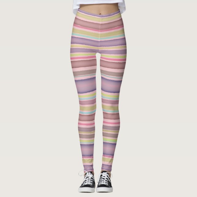Leggings Couleur d'aquarelle de conception à bandes multipl (Devant)