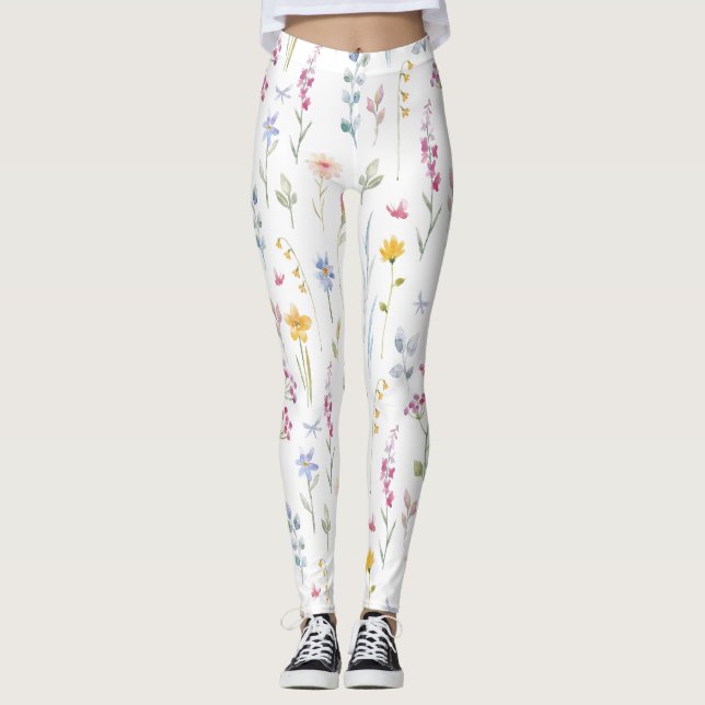 Leggings Couleur de l'eau motif floral (Devant)