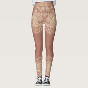 Leggings Couleur de peau Dentelle de la dentelle, effet