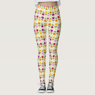 Leggings Couleur de style scandinave sur Motif de fleurs Cr