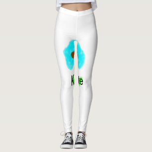 Leggings Couleur d'eau bleu vert ajouter votre nom texte pe