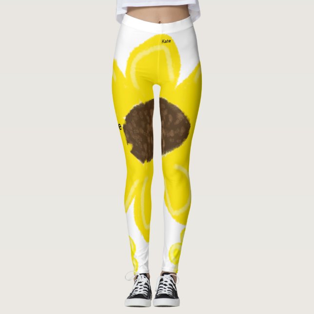 Leggings Couleur d'eau fleurie de tournesol jaune ajouter l (Devant)