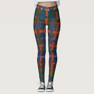 Leggings Couleur foncée "plaid" en tissu ou en toile